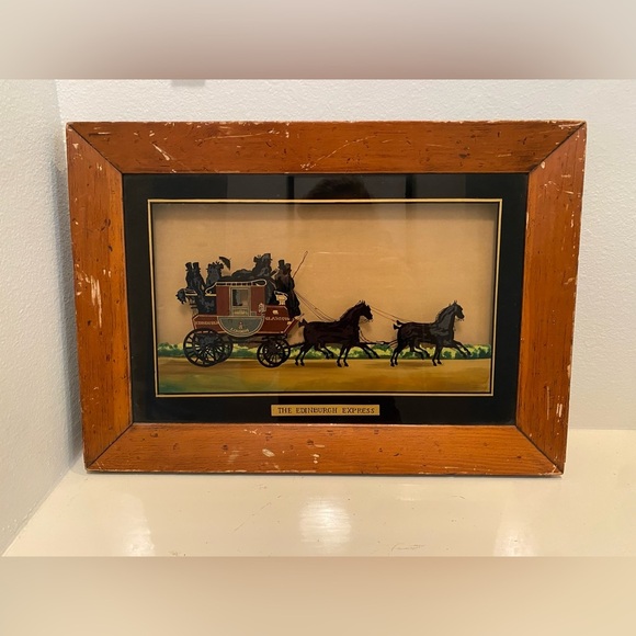 Vintage Borghese Edinburg Express Reverse Glass Framed Painting - Picture 1 of 11